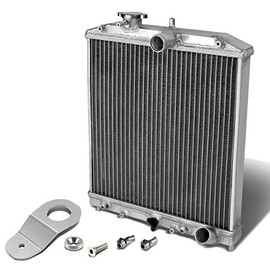 Auto Dynasty Full Aluminum 2-Row 42mm Radiator Bundle with Silver Stay Mount Bracket Compatible Civic 92-00 | Del Sol 93-97 Integra 94-01, EK