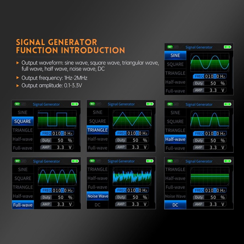 Oscilloscope Multimeter Waveform Generator 3 in 1 Handheld Digital Signal
