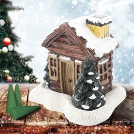 Lovely Log Cabin Incense Burner, Mini Snowy Winter Chimney Cottage Ash Catcher, Yoga Accessories Meditation Accessories, Home Chimney Decorations, 20 Pcs Handmade Incense Cones (1 Set)