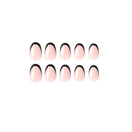 Press on Nails Black fake Nails Stick on Nails Acrylic Nails rhinestonesArtificial Nails for Women Girls 24Pcs DIY Manicure Reusable (D)