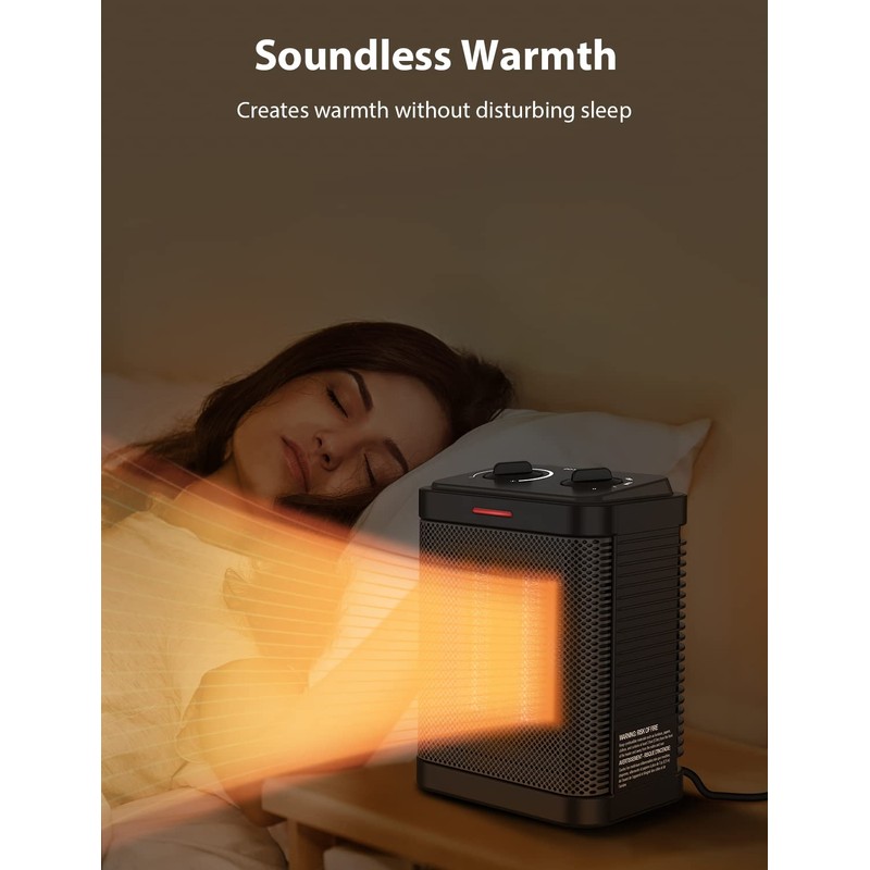 1500W Small Space Heater for Indoor Use, PTC Ceramic Space