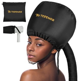 TEPENAR Bonnet Hair Dryer Attachment, Large - Black, Upgraded Soft Adjustable for Hand Held Hair Dryer, Fast Drying, Ideal for Natural Curly Textured Hair Care and Speeds Up Drying Time at Home