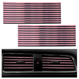 NYTKL 20 PCS Car Air Conditioner Decoration Strip, Waterproof Car Vent Outlet Grille Modeling Trim Strip Line, Bendable Decorative Car Interior DIY Filler Insert Strips for Vehicles (Pink)