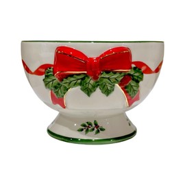 Spode Christmas Tree 6-Inch Ribbon Nut Bowl - Decorative Serving Bowl for Candies, Nuts, Desserts - Ideal for Holiday Entertaining & Festive Table Decor - Earthenware with Iconic Christmas Tree Design