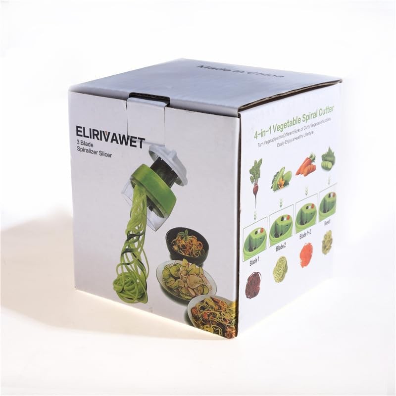 Vegetable Grater, Handheld Spiralizer Vegetable Slicer, 4-in-1 Manual Vegetable Spiralizer,