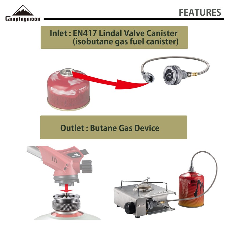 CAMPINGMOON Camping Gas Stove Adapter Convert EN417 Lindal Valve to