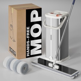 SWIFTIRON Stainless Steel Mop and Bucket Set with Wringer, Easy-to-use Flat Mop with Separate Dirty Water System, Deep-Cleaning Mops for Floors, Versatile Mops for Walls