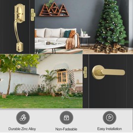 YYTDZSW Front Door Handle, Gold Door Handles Exterior, Polished Brass