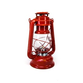 Petroleum Storm Lamp 4 Different Colours 24 cm Including 1x Wick Storm Lantern Lamp Camping (Red)
