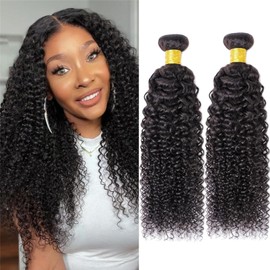 Brazilian Hair Kinky Curly Hair Bundles 18 20 Inch Curly Human Hair Double Weft Curly Hair Natural Colour