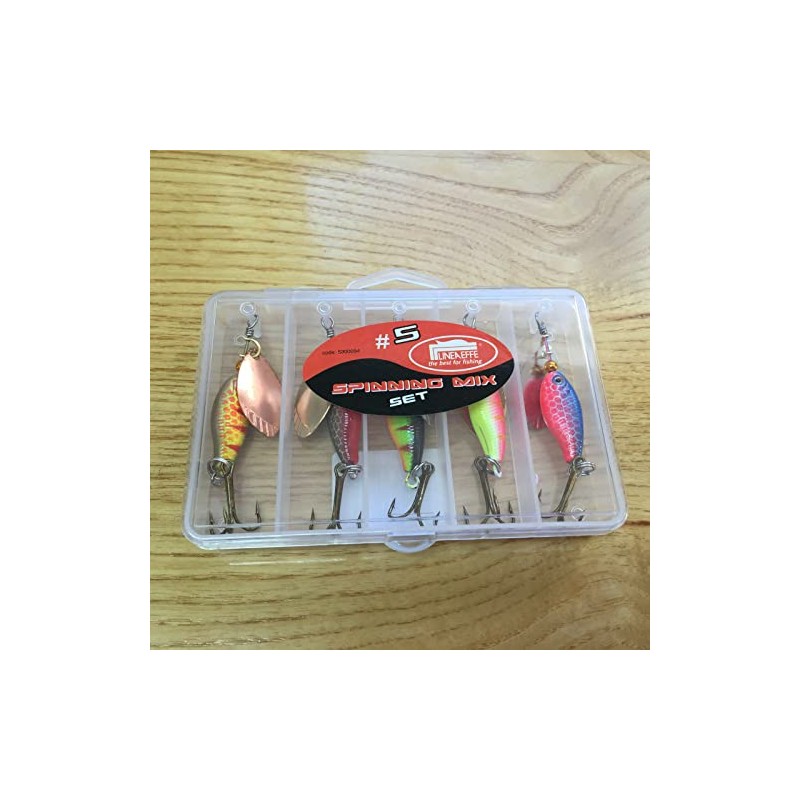 5 Spinners in pocket lure box Ideal For Perch Salmon