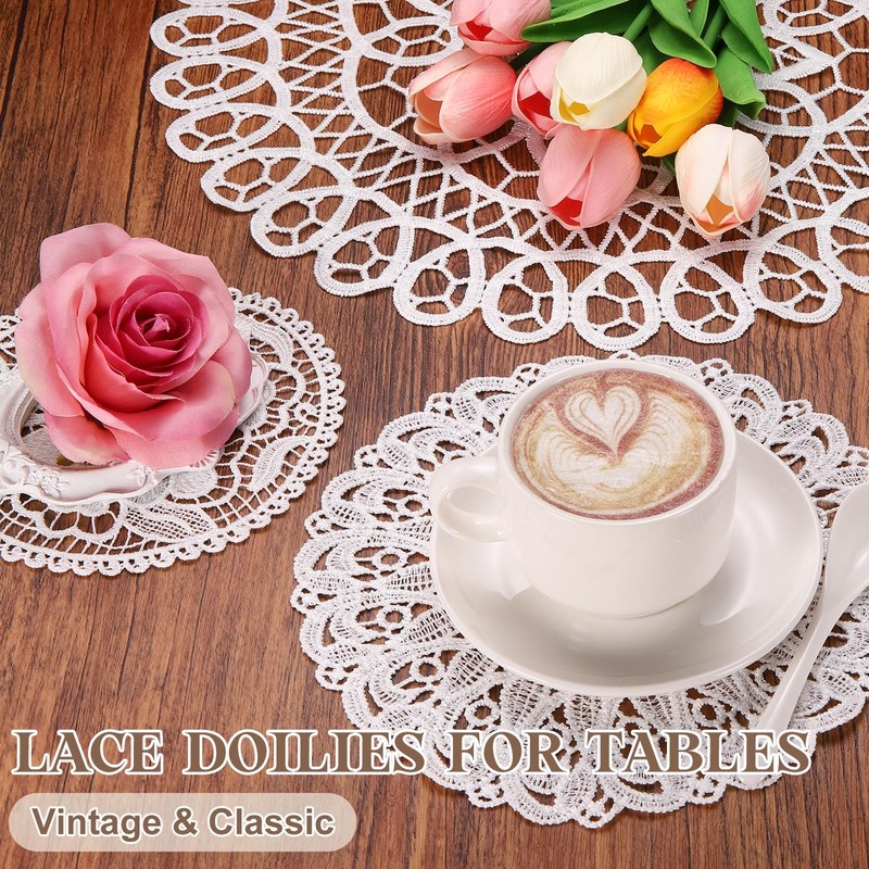 sourcing map 2 Pcs Lace Doilies for Tables, 14 Inch