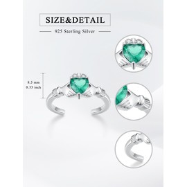 Midari Toe Rings 925 Sterling Silver Claddagh Toe Jewelry Non Tarnish Adjustable Claddagh Rings for Women Summer Beach Foot Jewelry for Women Mom Wife Friends