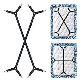 2 Piezas Sujetadores para Sábanas, Ajustables Elásticos Correas Cama Clips para Sábana Bajera Fundas de Colchón Sofá (Tipo Largo -Blanco)