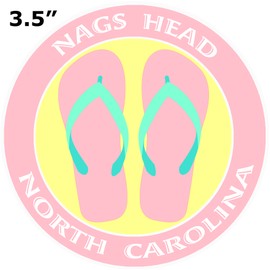 Athena Brands Flip Flops Nags Head North Carolina - Car Truck Window Bumper Sticker Decal - Surf Shack Pink