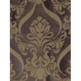 V Luxury Jacquard Curtain Panel with Attached Waterfall Valance, 54 by 84-Inch Ashley Light Brown