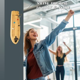 Acrosston Ring Toss Game – Hook and Ring Game with Scoring Feature for Competitive Fun, Ideal for Parties, Game Night, Man Caves (Standard, Wood)