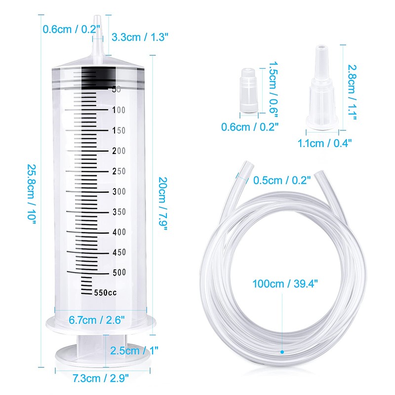 Large Capacity Plastic Syringe with 1m Tube,for Liquids, Oil or