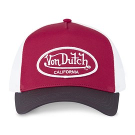 Von Dutch Men's & Women's Adjustable Cap, Poly Trucker Cap, Red/Burgundy/White, One Size