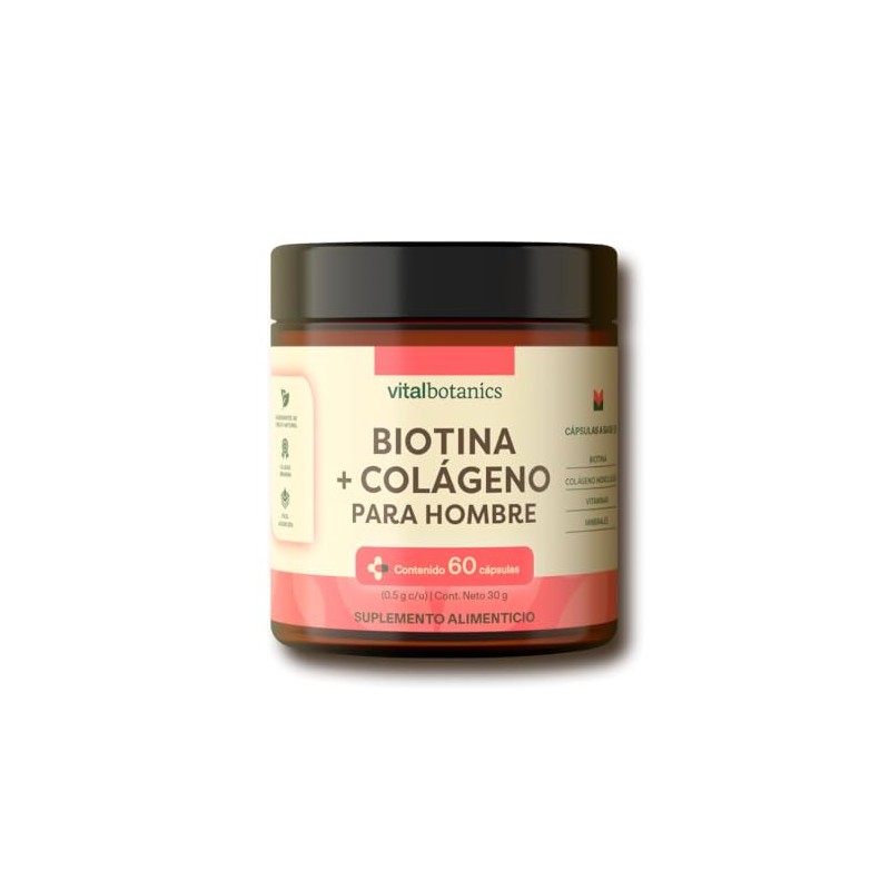 Vital Botanics Biotina + Colágeno Hidrolizado para Hombre