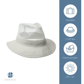 Dorfman Pacific Men's Garment Washed Twill Safari Hat with Mesh Sides, Khaki, Large