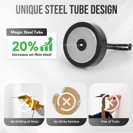 Neosmuk Magnetic Hooks,60lb Heavy Duty Earth Magnets with Swing Hook for Refrigerator, Extra Strong Cruise Hook for Hanging, Magnetic Hanger for Cabins, Grill(Black,6 Pack)