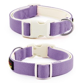Plutus Pet Cotton Dog Collar, Heavy Duty Collar with Soft Padding, Adjustable and Comfortable for Small Medium and Large Dogs, Purple, M