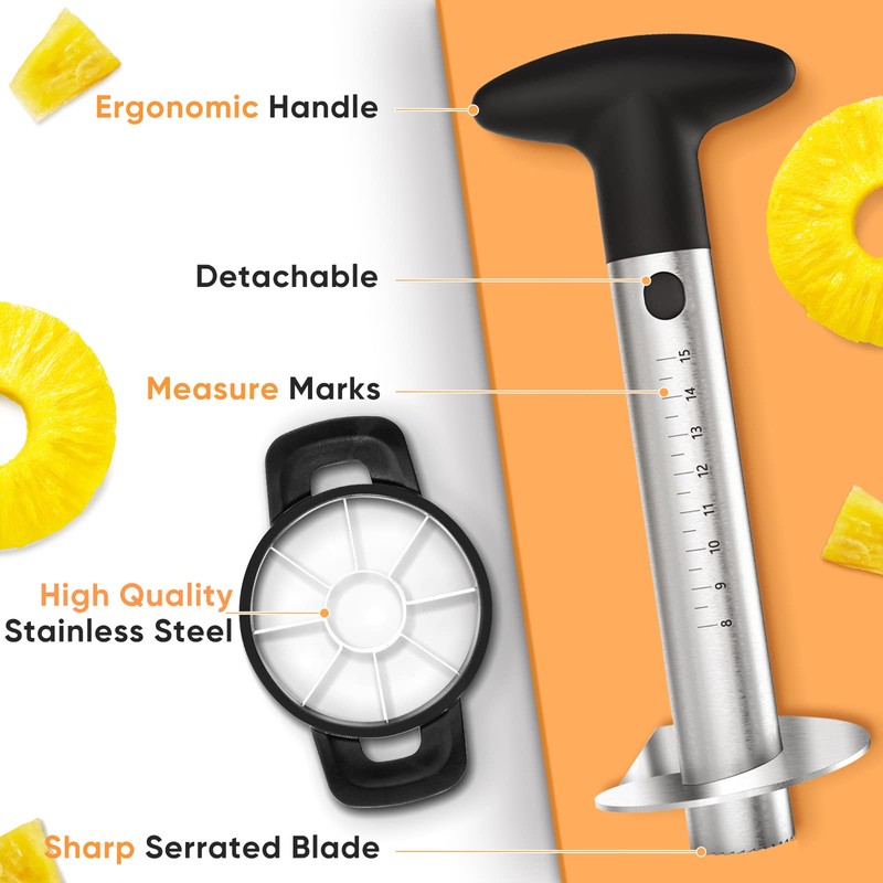 OOKUU Pineapple Corer Cutter, Stainless Steel Fruit Pineapple Peeler Slicer