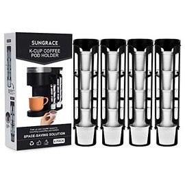 Sungrace K Cup Pod Organizer Holder for Keurig K-cup Coffee, Side Mount Storage Holders, Perfect for Small Counters (Black, 4 Pack for 20 K Cups)