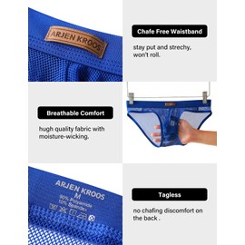 Arjen Kroos - Ropa interior de malla transpirable y cómoda para hombre, azul (C1-Blue), X-Large