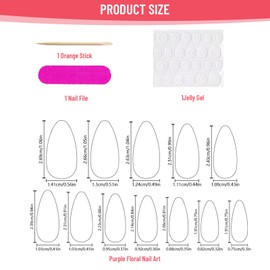 Calkkrer 3D Flower Artificial Nails for Sticking, Elegant Almond Shaped Press on Nails, High-Quality Acrylic Nail with Long Hold, Salon Quality Home Quality