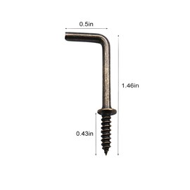 IDEALSV 1 Inch 1 Shape Screw Hooks L Shape Hook Vintage Bronze 7 Shape Right Angle Medal Hooks (40 Pack)