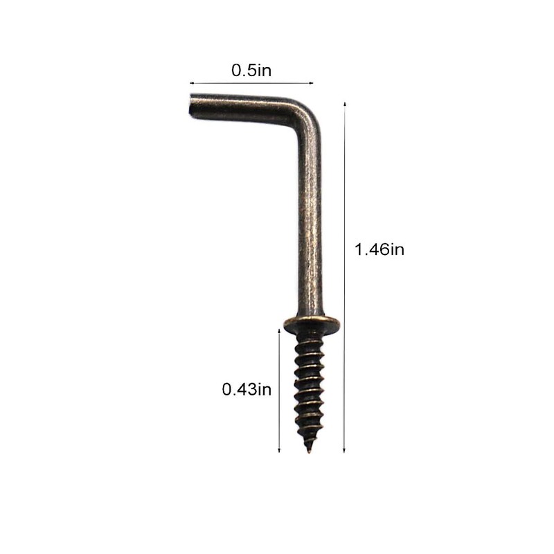IDEALSV 1 Inch 1 Shape Screw Hooks L Shape Hook
