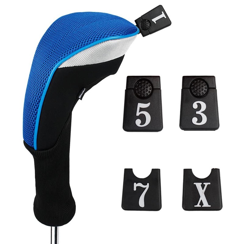 Andux Golf Long Neck Wood Driver Headcovers with Interchangeable Number