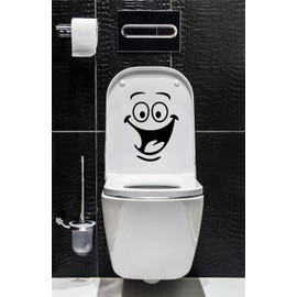 Rainbow Animated Design Funny Happy Smiley and Big Eyed Decals Graphics Art Decals Stickers, Toilet Wall House Decoration Car Door Funny Decoration 8.5 X 7 Inches Black