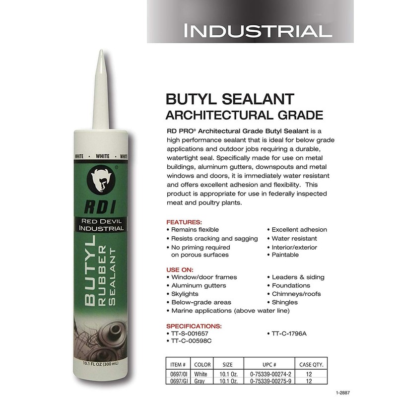Red Devil 06970I RD Pro Butyl Rubber Sealant, 10.1 Fl