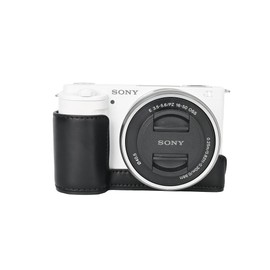 BMAOLLONGB ZV-E10 Case, Premium PU Leather FullBody Camera Case Bag Cover for Sony ZV-E10 With Neck Strap (Black)