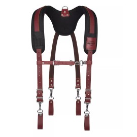 NUTUCH Heavy Duty Leather Work Suspender With Pockets | Tool Belt Suspender