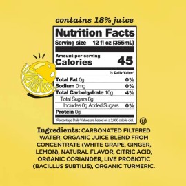 Culture Pop Refresco Probiótico De Jengibre, Limón Y Cúrcuma