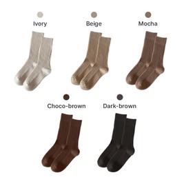HOMSSEM Ribbed Socks Women Cozy Socks – 5 Pair Cute Womens Crew Socks (B. Scent of Wood)