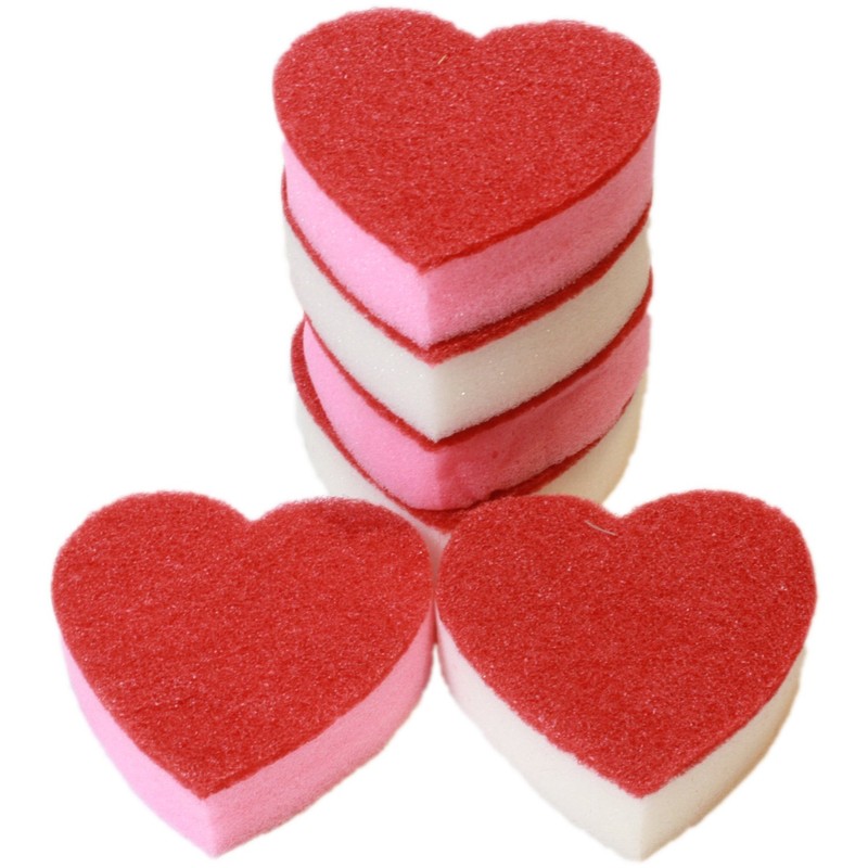 West5Products 6x Heart Shaped Washing Up Scourer Sponges