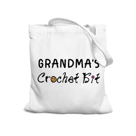 SZERE Grandma Gifts Tote Bag, Grandma Tote Bag, Gifts for Grandma, Grandma Christmas Birthday Gifts, Grandma Gifts from Grandkids, Grandma's Crochet Kit Canvas Tote Bag, Reusable Shopping Bags