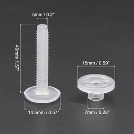 PATIKIL 40mm Chicago Screws, 20 Sets Plastic Chicago Screw Binding Post Screw Rivets Post for Leather Belt Scrapbook Photo Albums, Clear