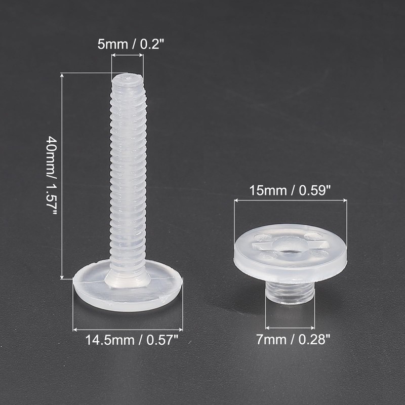 PATIKIL 40mm Chicago Screws, 20 Sets Plastic Chicago Screw Binding