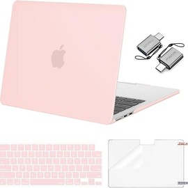 MOSISO Compatible with MacBook Air 13 inch Case 2025 2024 2023 2022 M4 A3240 M3 A3113 M2 A2681, Plastic Hard Shell&Keyboard Cover&Screen Film&Type C for MacBook Air 13.6 inch Case:_Chalk Pink