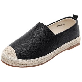 ANUFER Women's Comfort Flat Canvas Shoes, Low-Top Slip On Espadrilles, black