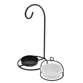 Cabilock Hanging Oil Burner with Candle Stand Tea Light Candle Holders Melting Home Fragrance Ceramic Essential Oil Burner with Metal Stand for Home Office