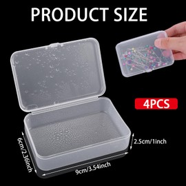 WLLHYF 4Pack Small Plastic Storage Containers with Hinged Lids, Rectangle Clear Plastic Storage Containers Box for Beads Jewelry and Crafts Items (3.6 x 2.4 x 1 Inch)
