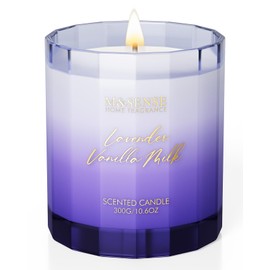 M&SENSE Lavender Vanilla Scented Candle - 10.6oz Natural Soy Wax Non Toxic 60-Hour Burn Candle in Glass Jar, Aromatherapy Candle for Relaxation, Housewarming Gifts for Women, Family & Friends