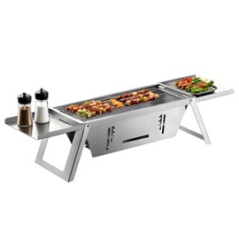 Small Barbecue Grill Outdoor Stainless Steel Grill Charcoal BBQ Grill Convenient Folding for Home Indoor